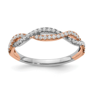 14KT White and Rose Gold Criss-Cross 1/4 carat Diamond Complete Wedding Band
