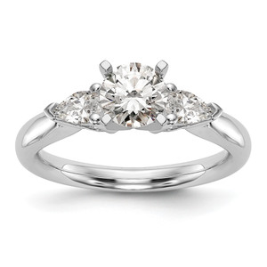 14KT White Gold 3-Stone Diamond Peg Set Engagement Ring Mounting