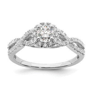 14KT White Gold Halo Plus (Holds 1/3 carat (4.5mm Round Center) 1/4 carat Diamond Semi-Mount Engagement Ring