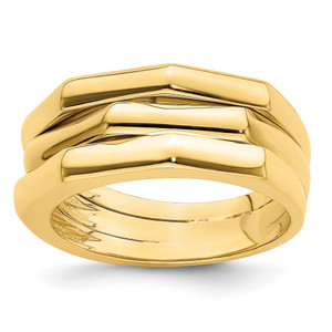 14KT Polished Three Ridged Dome Ring