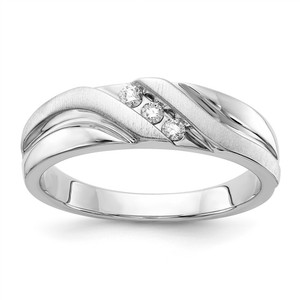 10KT White Gold Polished & Satin Men's Diamond Band