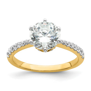 14KT Gold Leaf Design (Holds 2 carat (8.2mm) Round Center) 1/3 carat Diamond Semi-Mount Engagement Ring