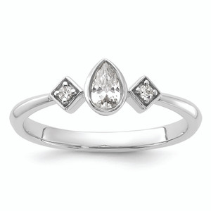 14KT White Gold Petite 3-Stone 1/4 carat Pear Diamond Complete Promise/Engagement Ring