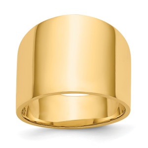 14KT 15mm Flat-top Tapered Cigar Band Ring