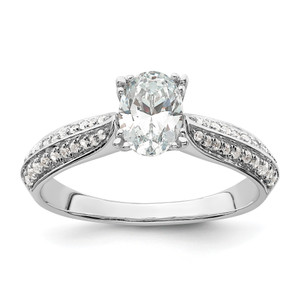 14KT White Gold (Holds 3/4 carat (7.1x5.4mm) Oval Center) 1/5 carat Diamond Semi-Mount Engagement Ring