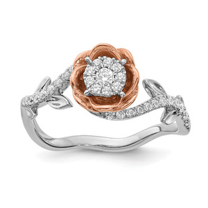 14KT White and Rose Gold Floral 1/4 carat Diamond Complete Fashion/Engagement Ring