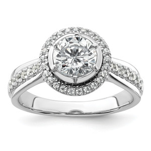 True Origin White Gold 1/4 carat Lab Grown Diamond VS/SI  D E F  Semi Mount Round Fancy Halo Engagement Ring