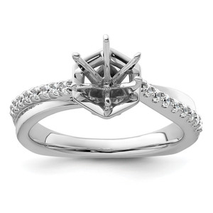 14KT White Gold Hexagon Semi-Mount Diamond Peg Set Engagement Ring