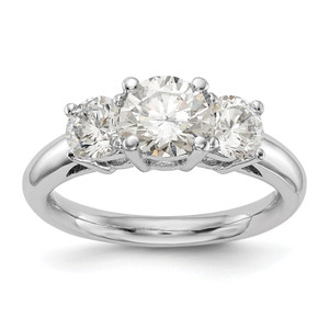 14KT White Gold 3-Stone Engagement Mounting