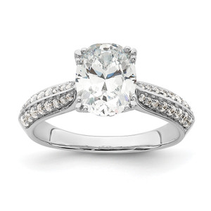 14KT White Gold (Holds 1.5 carat (9.2x6.9mm) Oval Center) 1/4 carat Diamond Semi-Mount Engagement Ring