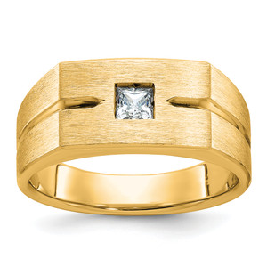 10KT IBGoodman Men's Polished and Satin Diamond Complete Ring