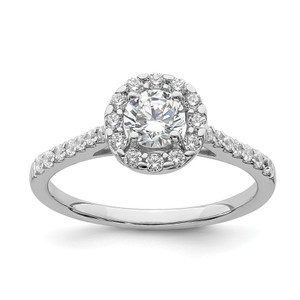 14KT White Gold Halo Plus (Holds 1/2 carat (5.2mm) Round Center) 3/8 carat Diamond Semi-Mount Engagement Ring
