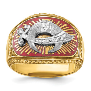 IBGoodman 10KT Two-tone Men's Polished and Textured with Multi-color Enamel Masonic Shriner's Ring