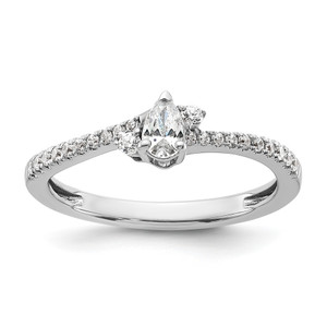 14KT White Gold Pear Ctr Diamond Complete Promise/Engagement Ring