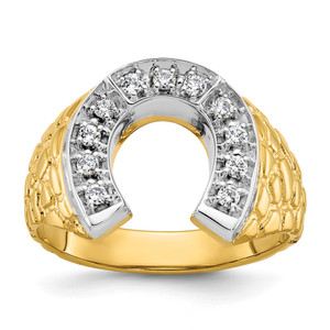 10KT Two-tone IBGoodman Men's Horseshoe Diamond Complete Ring