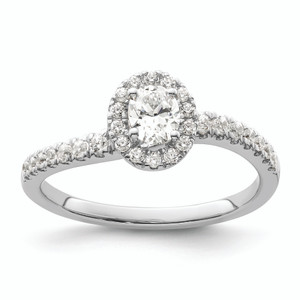 Two Promises 14KT White Gold Diamond Oval Halo Complete Engagement Ring