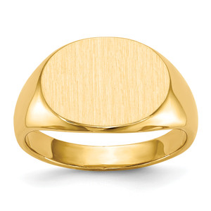 14KT 12.0x16.0mm Closed Back Men's Signet Ring