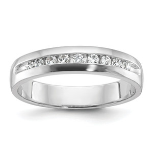 IBGoodman 14KT White Gold Men's Polished 9-Stone 1/4 Carat AA Quality Diamond Ring