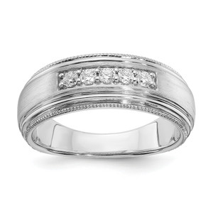 14KT White Gold 5-Stone 1/4 carat Diamond Complete Men's Band