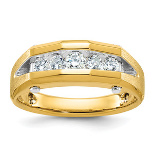 IBGoodman 10KT Two-tone Men's Polished and Satin 5-Stone 1/2 Carat A Quality Diamond Ring