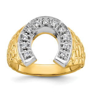 14KT Two-tone IBGoodman Men's Horseshoe 1/5 carat Diamond Complete Ring