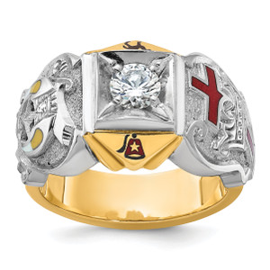 IBGoodman 10KT Two-tone Men's Polished and Textured Knights Templar Masonic Shriner's Ring Mounting