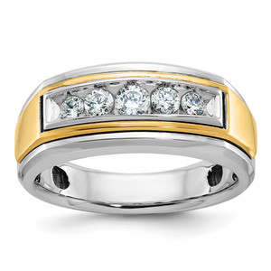 IBGoodman 10KT Two-tone Men's Polished 5-Stone 1/2 Carat A Quality Diamond Ring