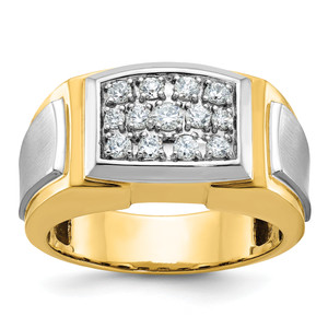 IBGoodman 10KT with White Rhodium Men's Polished and Satin 1/2 Carat A Quality Diamond Cluster Ring