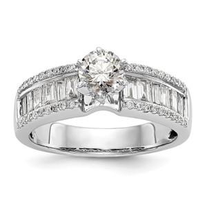 14KT White Gold Round/Baguette Diamond Semi-mount Engagement Ring RM2728E-145-WAA