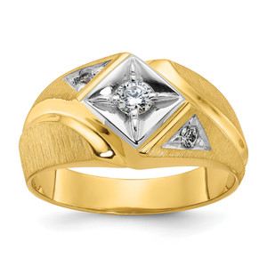 14KT Two-Tone IBGoodman Men's Satin Diamond Complete Ring