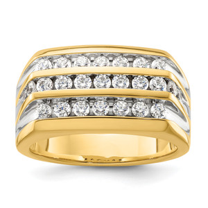 14KT Lab Grown VS/SI FGH Dia 3 Row Men's Ring