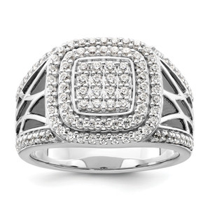 14KT White Gold Lab Grown VS/SI FGH Dia Side Design Men's Ring