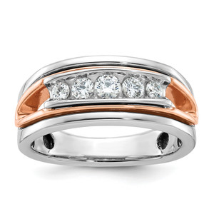 IBGoodman 14KT Rose and White Gold Men's Polished Cut-Out 5-Stone 1/2 Carat AA Quality Diamond Ring