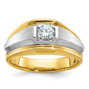 14KT Two-tone IBGoodman Men's Polished and Satin 3/8 carat Diamond Complete Ring