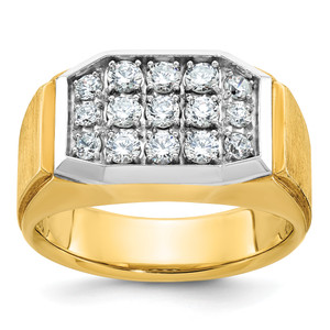 IBGoodman 10KT with White Rhodium Men's Polished and Satin 1 Carat A Quality Diamond Cluster Ring