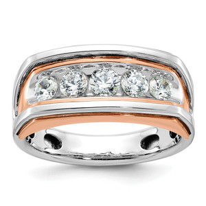 IBGoodman 10KT White and Rose Gold Men's Polished and Cut-Out 5-Stone 1 Carat A Quality Diamond Ring
