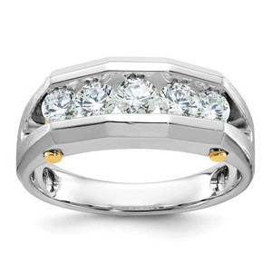 IBGoodman 14KT Two-tone Men's Polished and Satin Cut-Out 5-Stone 1 Carat AA Quality Diamond Ring