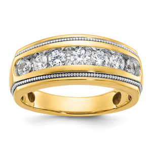 IBGoodman 14KT with White Rhodium Men's Polished and Milgrain 1 Carat AA Quality Diamond Ring