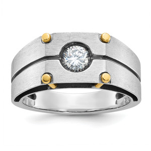 14KT Two-tone IBGoodman Men's Polished and Satin 1/2 carat Diamond Complete Ring