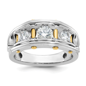 IBGoodman 14KT Two-tone Men's Polished 3-Stone 1 Carat AA Quality Diamond Ring