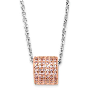 Brilliant Embers Sterling Silver Rose Gold-plated Pink Cubic Zirconia with  2in ext Necklace