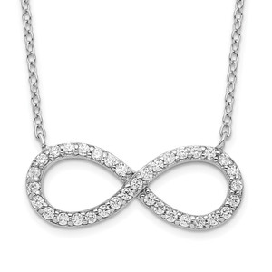 Sterling Silver Rhodium-plated with Cubic Zirconia Infinity with  2 IN EXT Necklace