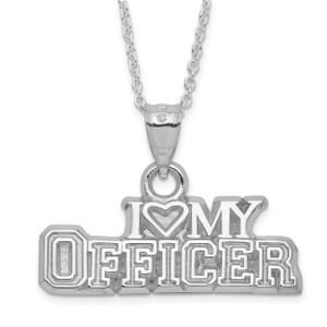Sterling Silver Polished I Heart My Officer Necklace