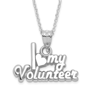 Sterling Silver Polished I Heart My Volunteer Necklace