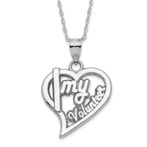 Sterling Silver Polished I Heart My Volunteer Heart Necklace