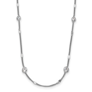 Leslie's Sterling Silver Rhodium-plated Cubic Zirconia with  2in ext. Necklace