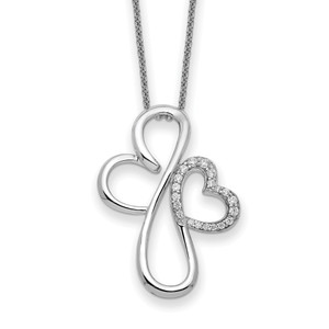 Sentimental Expressions Sterling Silver Rhodium-plated Cubic Zirconia Everlasting Love 18in Necklace