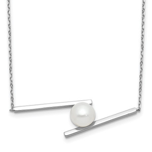 Sterling Silver Rhodium-plated 8-9mm FWC Pearl 16in with 1.5in ext Necklace