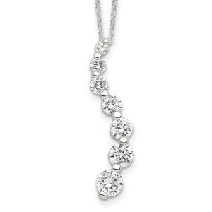 Sterling Silver Rhodium-plated Cubic Zirconia Journey Necklace
