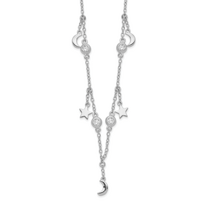 Sterling Silver Rhodium-plated Polished Cubic Zirconia Necklace